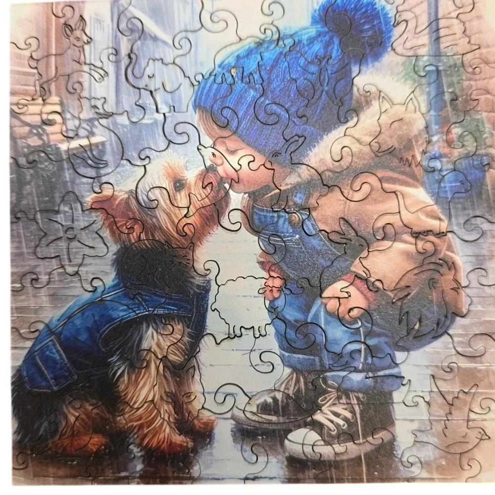 Wooden Puzzle‎ Puppy Dog and Boy Pieces are shapes of animals 5